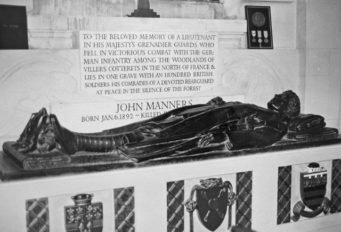 Bronze effigy of 2nd Lieutentant John Neville Manners in All Saints Church, Thorney Hill