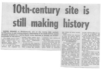Article from Evening Echo on September 28th 1983 about the Saxon Cross